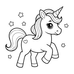 Cute vector illustration Unicorn for kids coloring activity page