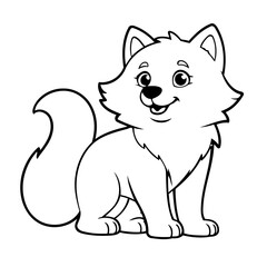 Simple vector illustration of Wolf drawing for kids colouring page