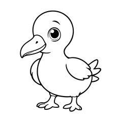 Simple vector illustration of Albatross hand drawn for kids coloring page
