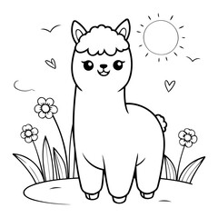 Cute vector illustration Alpaca hand drawn for toddlers