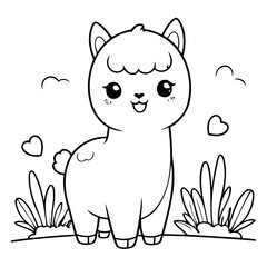 Cute vector illustration Alpaca hand drawn for toddlers