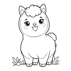 Vector illustration of a cute Alpaca doodle for children worksheet