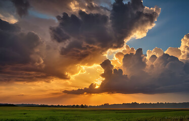 Fototapeta premium sunset over the field