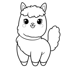 Cute vector illustration Alpaca doodle for toddlers colouring page