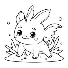 Cute vector illustration Axolotl drawing for children page