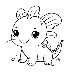 Cute vector illustration Axolotl for kids colouring page