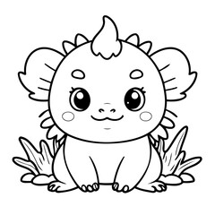 Cute vector illustration Axolotl drawing colouring activity