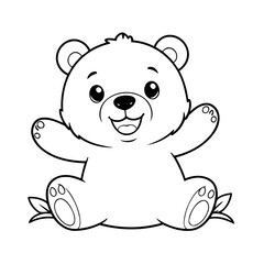 Simple vector illustration of Bear drawing for toddlers book