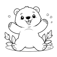 Cute vector illustration Bear colouring page for kids