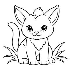 Simple vector illustration of Caracal hand drawn for kids page