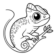 Cute vector illustration Chameleon doodle for children worksheet