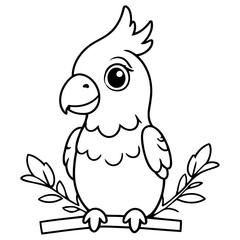 Cute vector illustration Cockatoo hand drawn for kids coloring page
