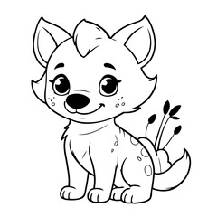 Vector illustration of a cute Hyena doodle drawing for kids page