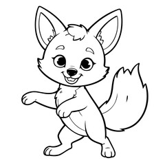 Cute vector illustration Jackal drawing for toddlers colouring page