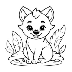 Cute vector illustration Hyena drawing for kids colouring page