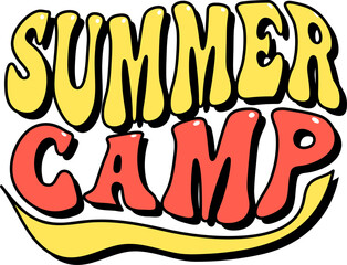 summer camp groovy lettering