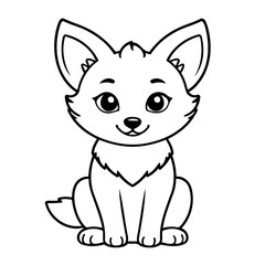 Vector illustration of a cute Jackal doodle for toddlers coloring activity