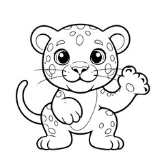 Simple vector illustration of Jaguar drawing for toddlers book
