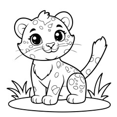 Simple vector illustration of Leopard drawing for children page