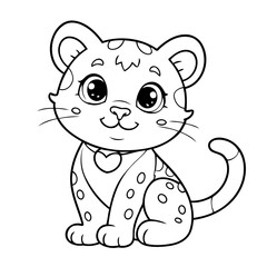 Cute vector illustration Leopard drawing colouring activity