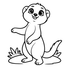 Simple vector illustration of Meerkat for kids colouring worksheet