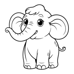 Simple vector illustration of Mammoth hand drawn for kids page
