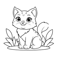 Vector illustration of a cute Lynx drawing for kids colouring activity