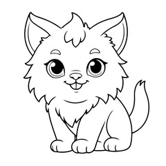 Cute vector illustration Lynx doodle black and white for kids page