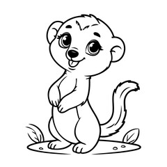 Simple vector illustration of Meerkat drawing for kids page