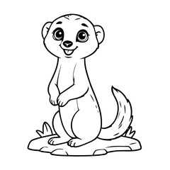 Vector illustration of a cute Meerkat drawing for kids colouring page