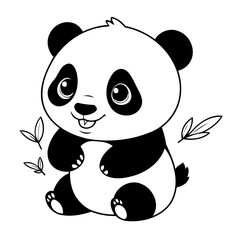 Cute vector illustration Panda doodle for children worksheet