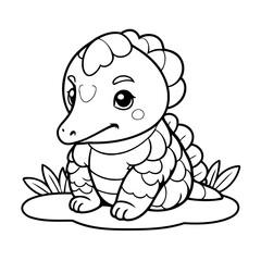 Vector illustration of a cute Pangolin doodle colouring activity for kids