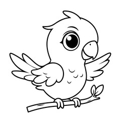 Vector illustration of a cute Parrot doodle for toddlers worksheet