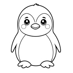 Cute vector illustration Penguin doodle for toddlers worksheet