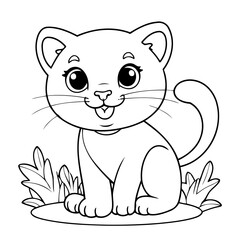 Cute vector illustration Puma doodle for kids colouring page