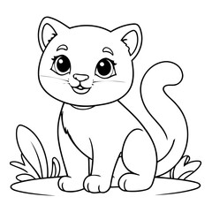 Cute vector illustration Puma drawing for kids colouring page
