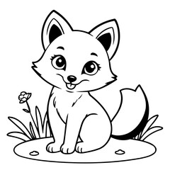 Cute vector illustration RedFox hand drawn for toddlers