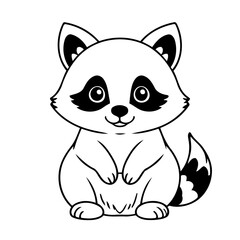Cute vector illustration Raccoon drawing for toddlers colouring page
