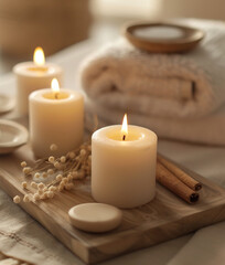 Spa still life with candles.