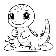 Simple vector illustration of Salamander drawing for toddlers coloring activity