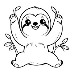Cute vector illustration Sloth doodle for toddlers worksheet
