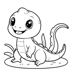 Simple vector illustration of Salamander drawing for toddlers colouring page