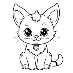 Simple vector illustration of Serval drawing for toddlers colouring page
