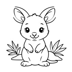 Simple vector illustration of Wallaby for toddlers colouring page