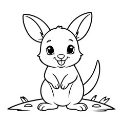 Obraz premium Simple vector illustration of Wallaby for toddlers colouring page