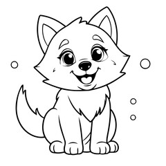 Simple vector illustration of Wolf colouring page for kids
