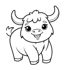 Cute vector illustration Yak for kids coloring activity page