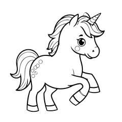 Vector illustration of a cute Horse doodle for kids colouring page