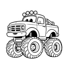 Simple vector illustration of Monster drawing for toddlers coloring activity