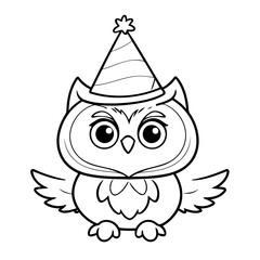 Vector illustration of a cute Owl drawing for kids colouring page